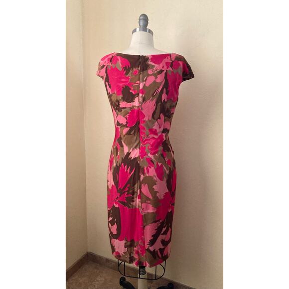 David Meister Women's Dress Size 4 Pink Floral Tie Front Cocktail Evening - Picture 5 of 10